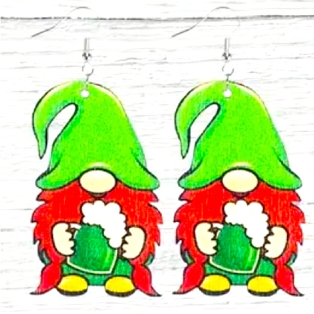 Leprechauns carved into the wooden surface. Lightweight and comfortable to wear.